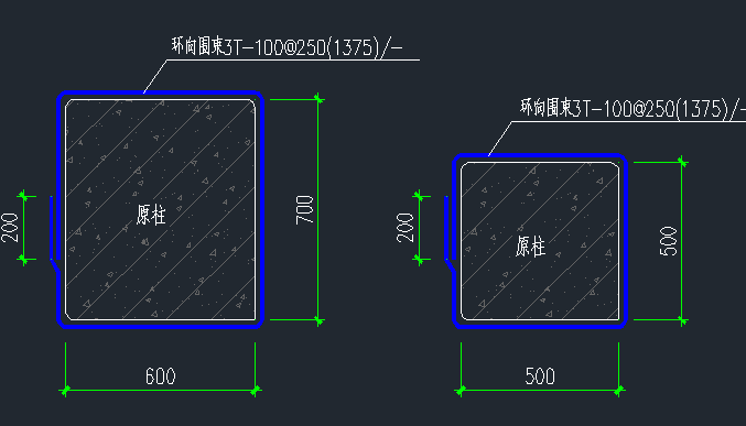 福州加固公司某建筑結(jié)構(gòu)改造加固工程柱加固平面圖